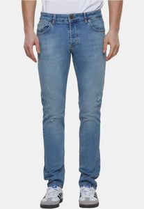 bequeme 2Y Premium Herren Jeans Slim Fit Stretch Reißverschluss mit Baumwolle Blau