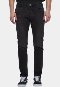 moderne 2Y Premium Herren Jeans Skinny Fit Stretch Reißverschluss mit Baumwolle Schwarz