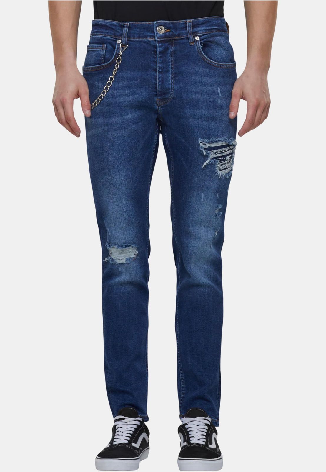 2Y Premium Herren Jeans Stretch Skinny Fit Blau