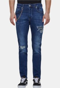 stylische 2Y Premium Herren Jeans Stretch Skinny Fit Denim mit Baumwolle Blau