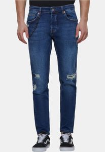 bequeme 2Y Premium Herren Jeans Stretch Reißverschluss mit Baumwolle Blau