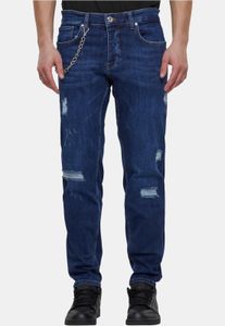 Comfortable 2Y Premium Men's Stretch Jeans with Zipper Pockets, Cotton, Blue