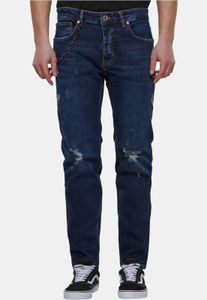 moderne 2Y Premium Herren Jeans Stretch Reißverschluss Rippbündchen mit Baumwolle Blau