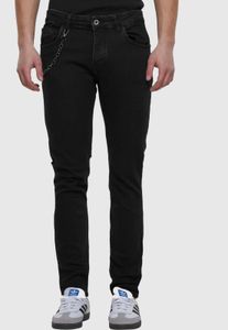 Comfortable 2Y Premium Men's Skinny Fit Stretch Jeans with Cotton, Black