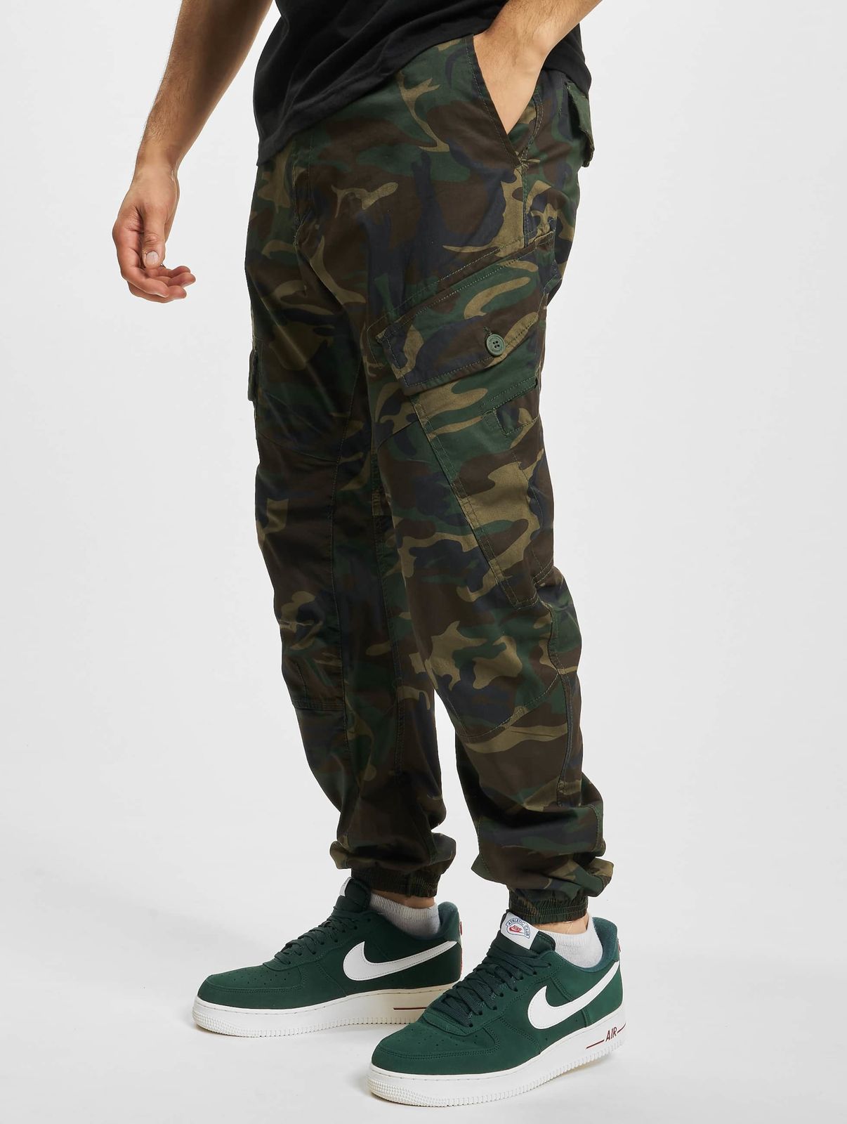 stylische Brandit Herren Jeans Stretch Kordelzug Reißverschluss mit Baumwolle Camouflage