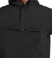 Chaqueta cortavientos Brandit para hombre, impermeable, con capucha y forro polar BD3001-00007-0060, negra
