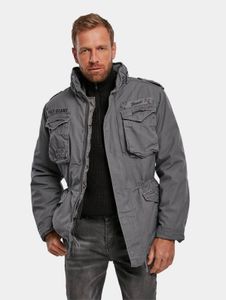 lässige Brandit Herren Jacke Reißverschluss Kapuze mit Baumwolle Grau