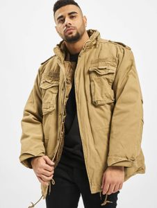lässige Brandit Herren Jacke Reißverschluss Taschen Beige