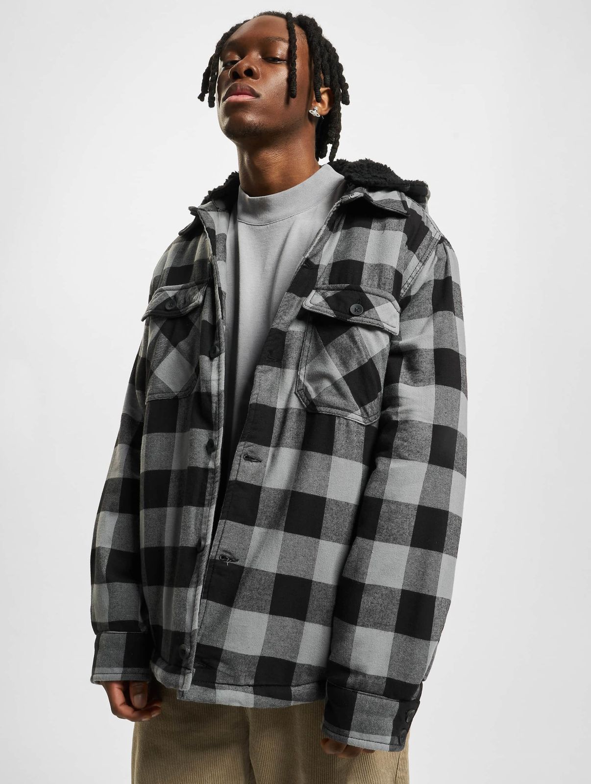funktionale Brandit Herren Jacke Kordelzug Kapuze mit Baumwolle Grau