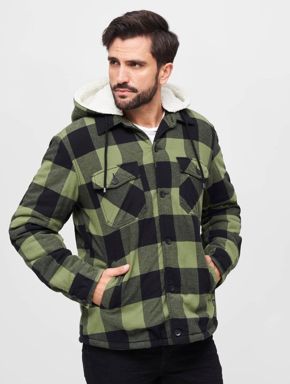 Brandit Herren Jacke Baumwolle Schwarz/Oliv-Grün