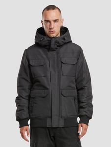 moderne Brandit Herren Jacke Reißverschluss Kapuze Schwarz