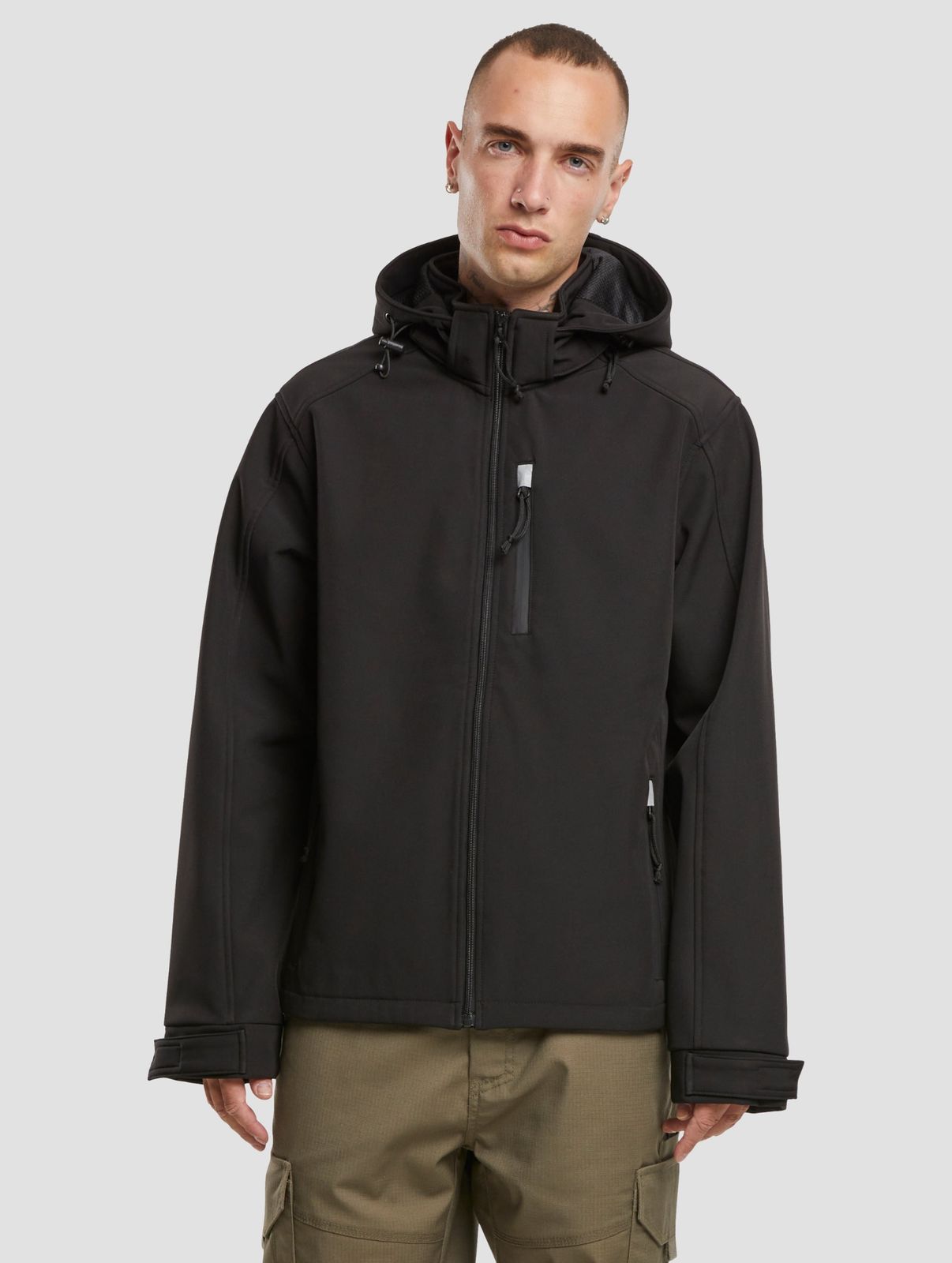 Brandit Herren Jacke Stretch mit Kapuze Schwarz