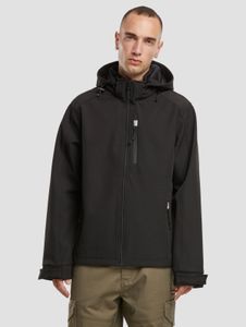 lässige Brandit Herren Jacke Stretch Reißverschluss Kapuze Schwarz