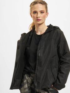 stylische Brandit Damen Jacke Reißverschluss Klettverschluss Schwarz