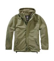 Leichte Brandit Damen Windbreaker Jacke mit Kapuze und Klettverschluss Khaki