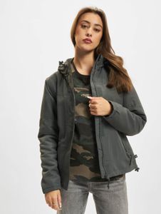 funktionale Brandit Damen Jacke Reißverschluss Klettverschluss Grau