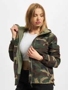 schlichte Brandit Damen Jacke Reißverschluss Kapuze Camouflage
