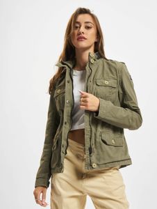 funktionale Brandit Damen Jacke Reißverschluss Taschen mit Baumwolle Khaki