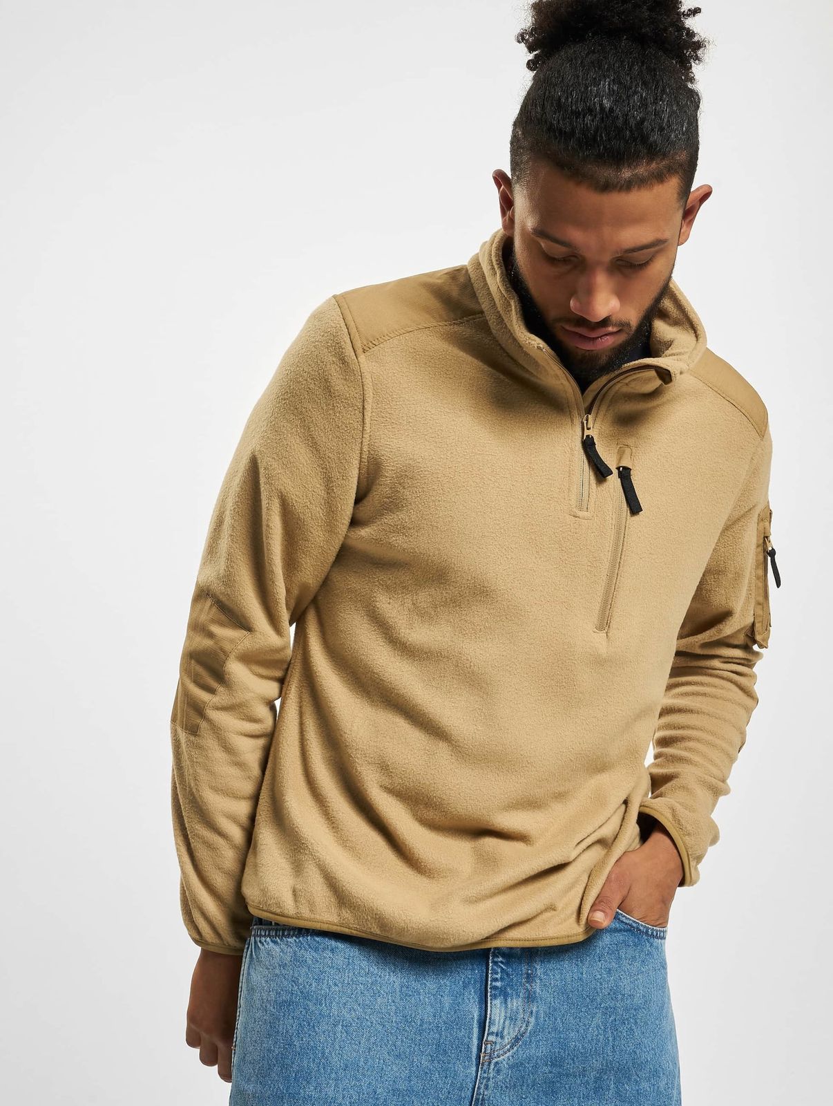 Brandit Herren Fleece Troyer mit Reißverschluss Beige
