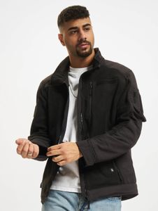 funktionale Brandit Herren Jacke Reißverschluss Taschen Schwarz