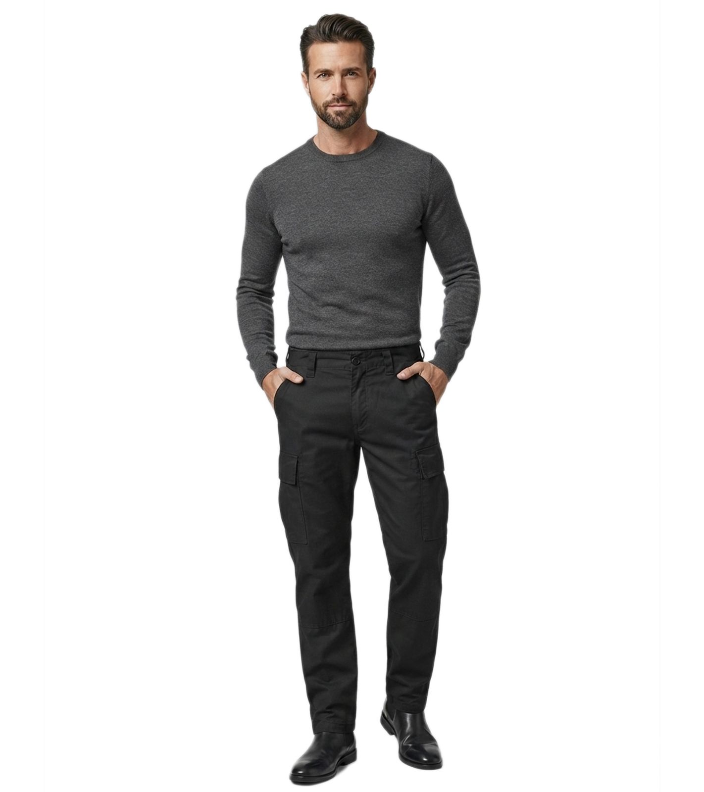 Brandit Unisex Jeans mit Cargotaschen Schwarz