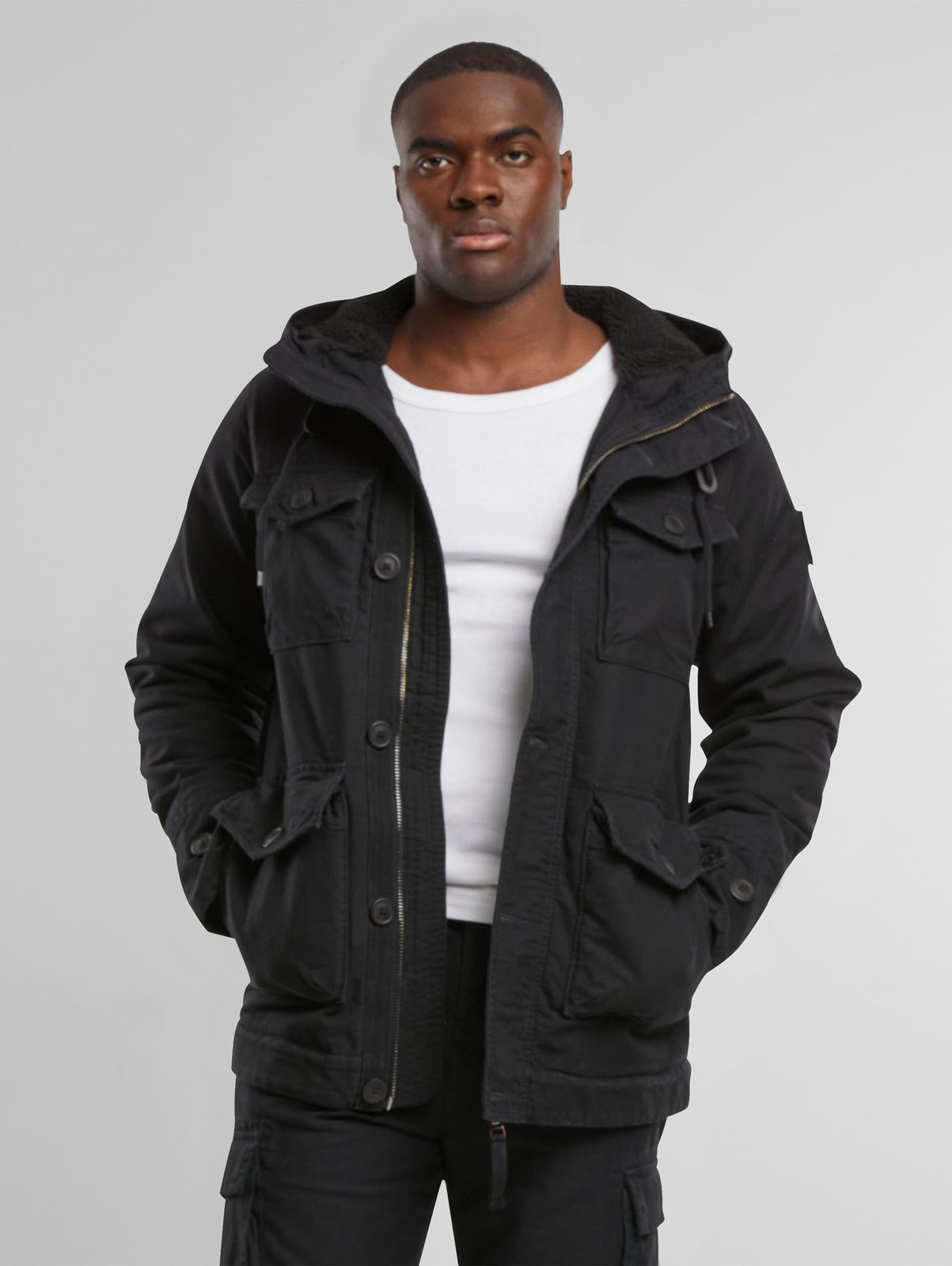 Forvert Herren Jacke mit Kapuze aus Baumwolle Schwarz