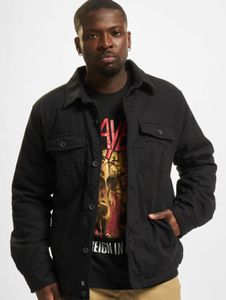 Casual Brandit men's jacket with pockets, quilted cotton, black