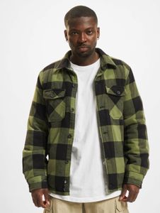 Veste homme Brandit simple, fermeture éclair, poches, coton, noir/vert olive