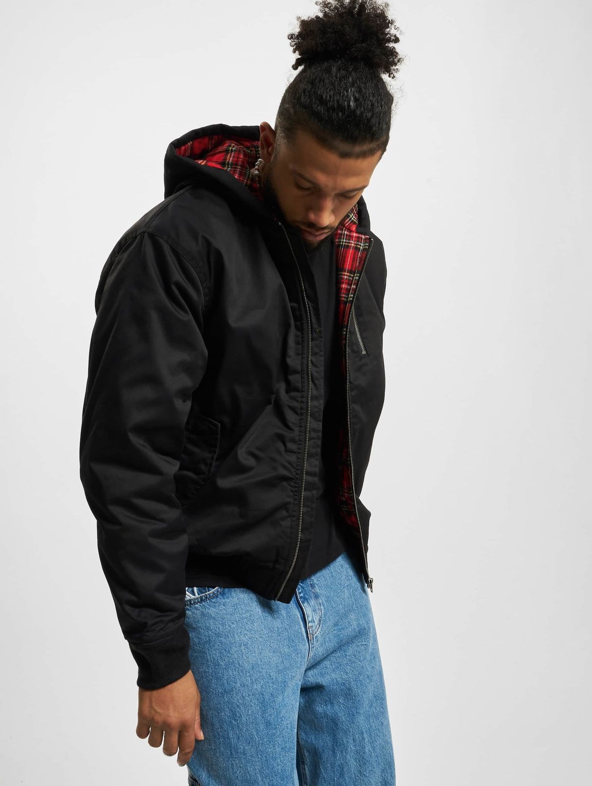 lässige Brandit Herren Jacke Reißverschluss Taschen Schwarz