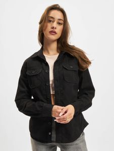 Versatile Brandit women's polo shirt with pockets, cotton, black