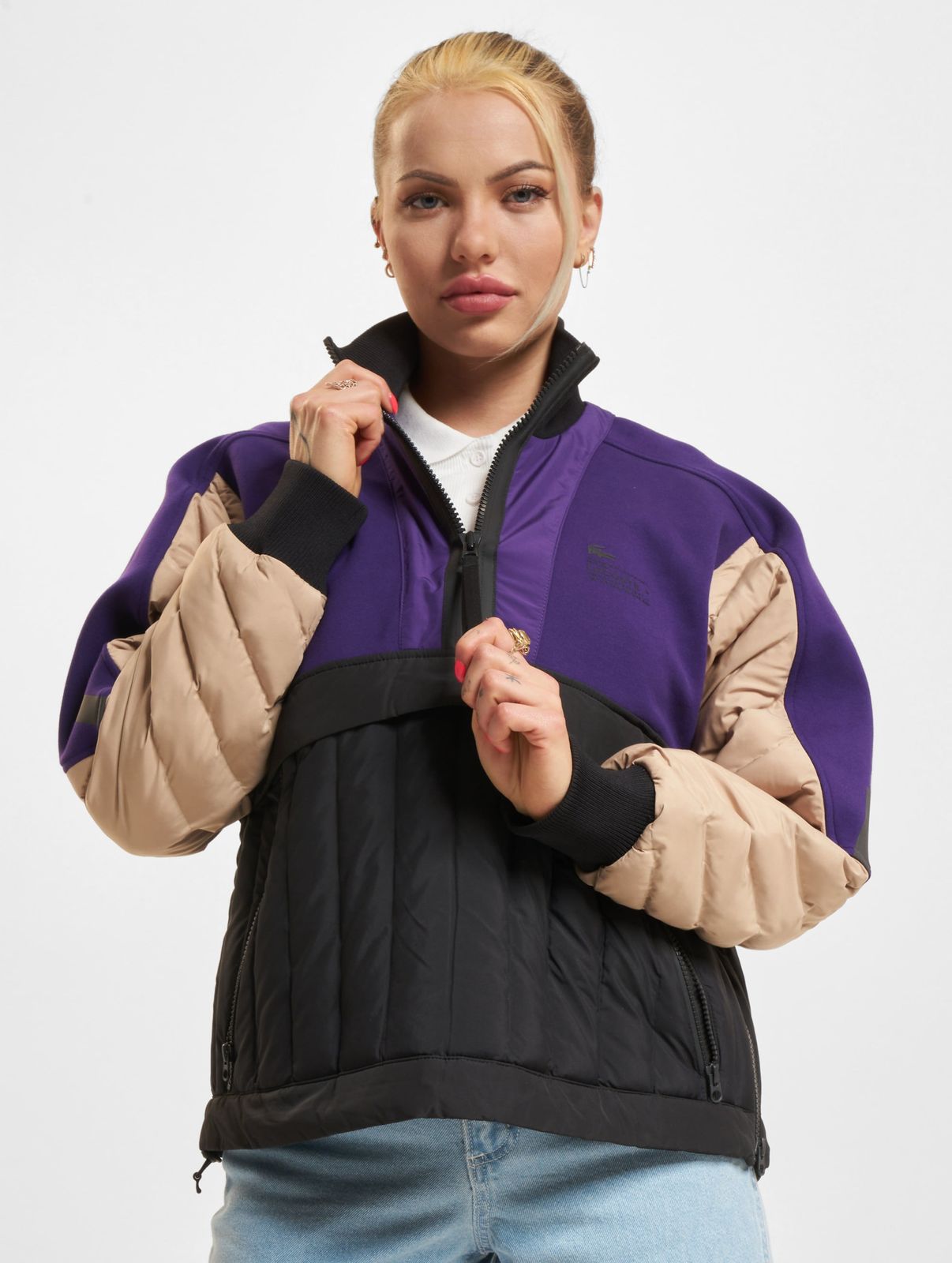 Modern Lacoste women's jacket, black/purple