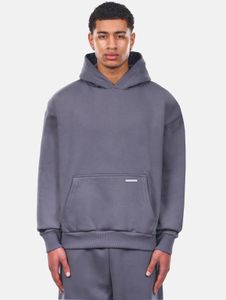 lässiger Dropsize Herren Hoodie Rippbündchen Kapuze mit Baumwolle Grau