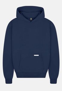 Felpa con cappuccio da uomo morbida e ampia, in cotone, blu