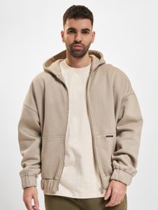 Soft Bazix Republiq men's hoodie with zip, ribbed cuffs, cotton, beige