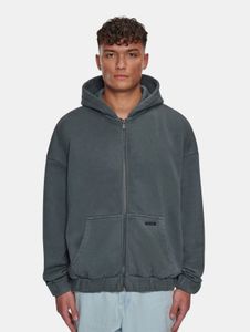 Comfortable Bazix Republiq men's hoodie with zipper, ribbed cuffs, cotton, grey