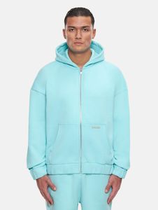 bequemer Bazix Republiq Herren Hoodie Reißverschluss Kapuze 430 g/m² mit Baumwolle Hell-Blau