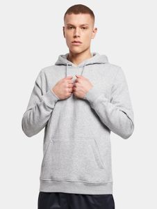 weicher Build Your Brand Herren Hoodie große Kapuze Kordelzug 300 g/m² mit Baumwolle Grau