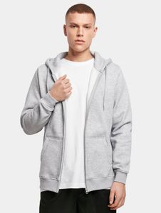 lässiger Build Your Brand Herren Hoodie Kordelzug Reißverschluss 300 g/m² mit Baumwolle Grau