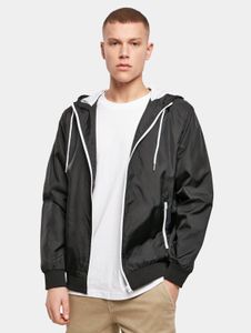 moderne Build Your Brand Herren Jacke Reißverschluss Taschen 75 g/m² Schwarz/Weiß