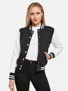 schlichte Build Your Brand Damen Jacke Taschen Rippbündchen 300 g/m² mit Baumwolle Schwarz/Weiß