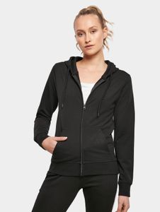 bequemer Build Your Brand Damen Hoodie Stretch große Kapuze Kordelzug mit Baumwolle Schwarz