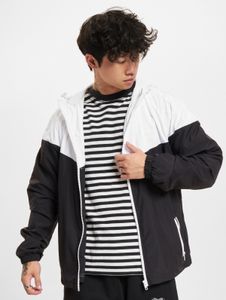 Veste homme élégante Build Your Brand avec cordon de serrage et fermeture éclair, 78 g/m², noir/blanc