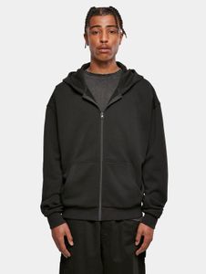 moderner Build Your Brand Herren Hoodie Kordelzug Reißverschluss 460 g/m² mit Baumwolle Schwarz
