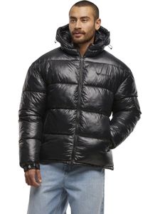 stylische Carlo Colucci Herren Jacke Reißverschluss Kapuze Schwarz
