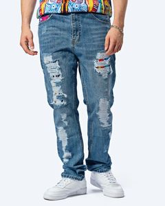 Stylish Carlo Colucci men's jeans, straight fit, cotton, blue