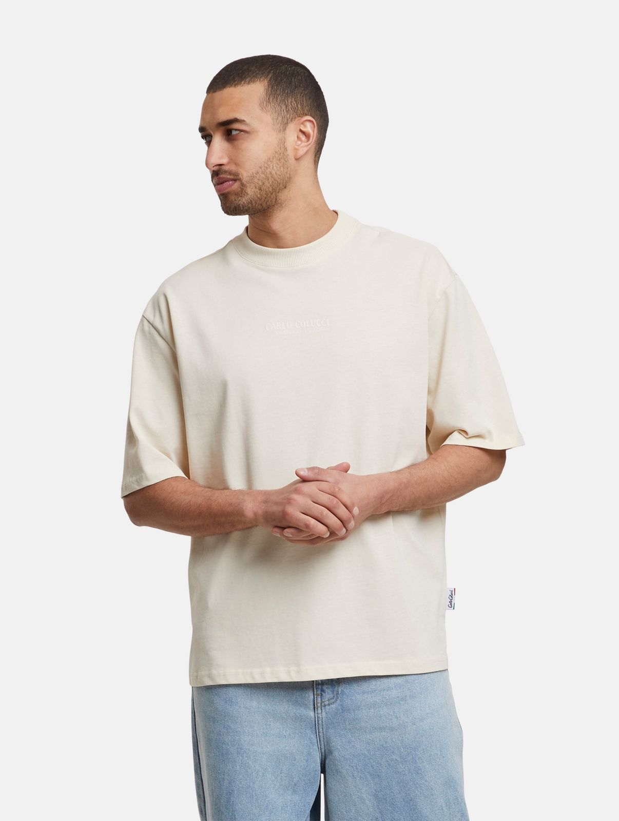 lässiges Carlo Colucci Herren T-Shirt mit Baumwolle Beige