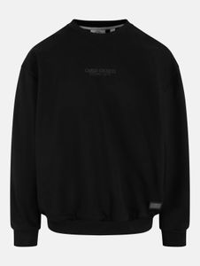 modernes Carlo Colucci Herren Sweatshirt Rippstrick Oversize mit Baumwolle Schwarz