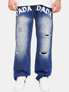 stylische Dada Supreme Herren Jeans Reißverschluss Denim mit Baumwolle Blau