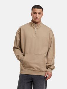 Felpa casual da uomo DEF con cerniera, polsini a coste, cotone, beige