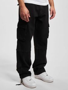 lässige DEF Herren Jeans Stretch Reißverschluss Taschen mit Baumwolle Schwarz